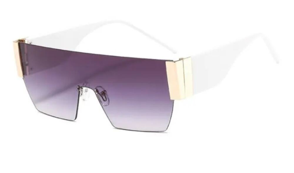 Square Oversized Sunglasses for Women Fashion Flat Top Large White Frame Shades